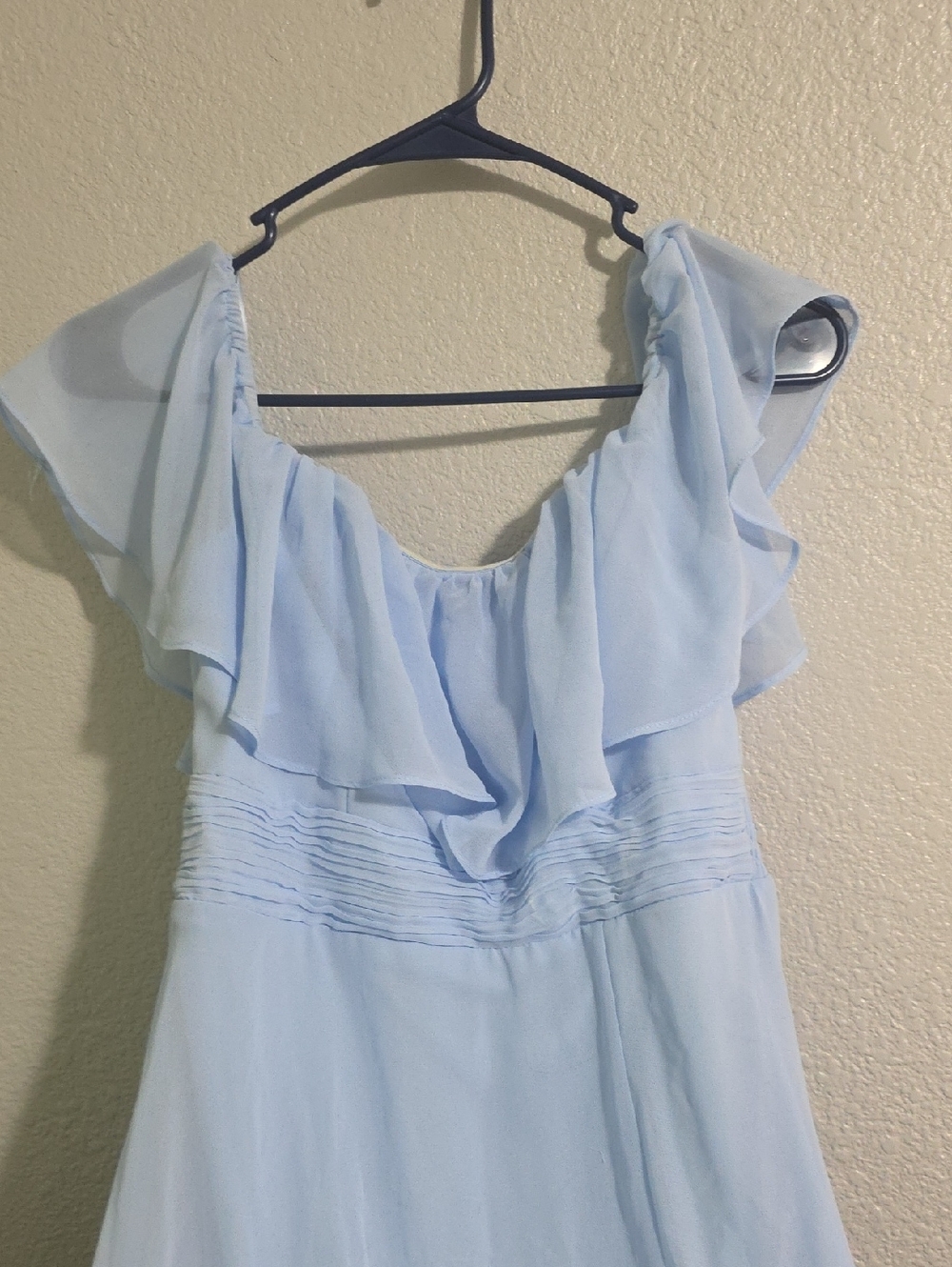 Light Blue Ruffled Off-Shoulder Women's Dress